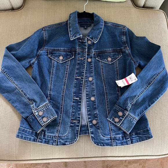 NWT Charter Club Denim Jacket Jean Jacket Classic Denim XS - Picture 1 of 5